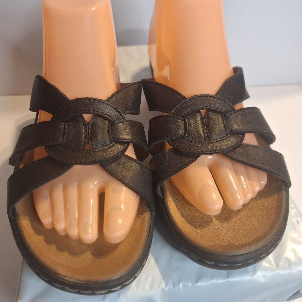 Sketchers Passenger Luxe Foam Black Leather Women's Sandals.  Size 10 - Picture 2 of 12